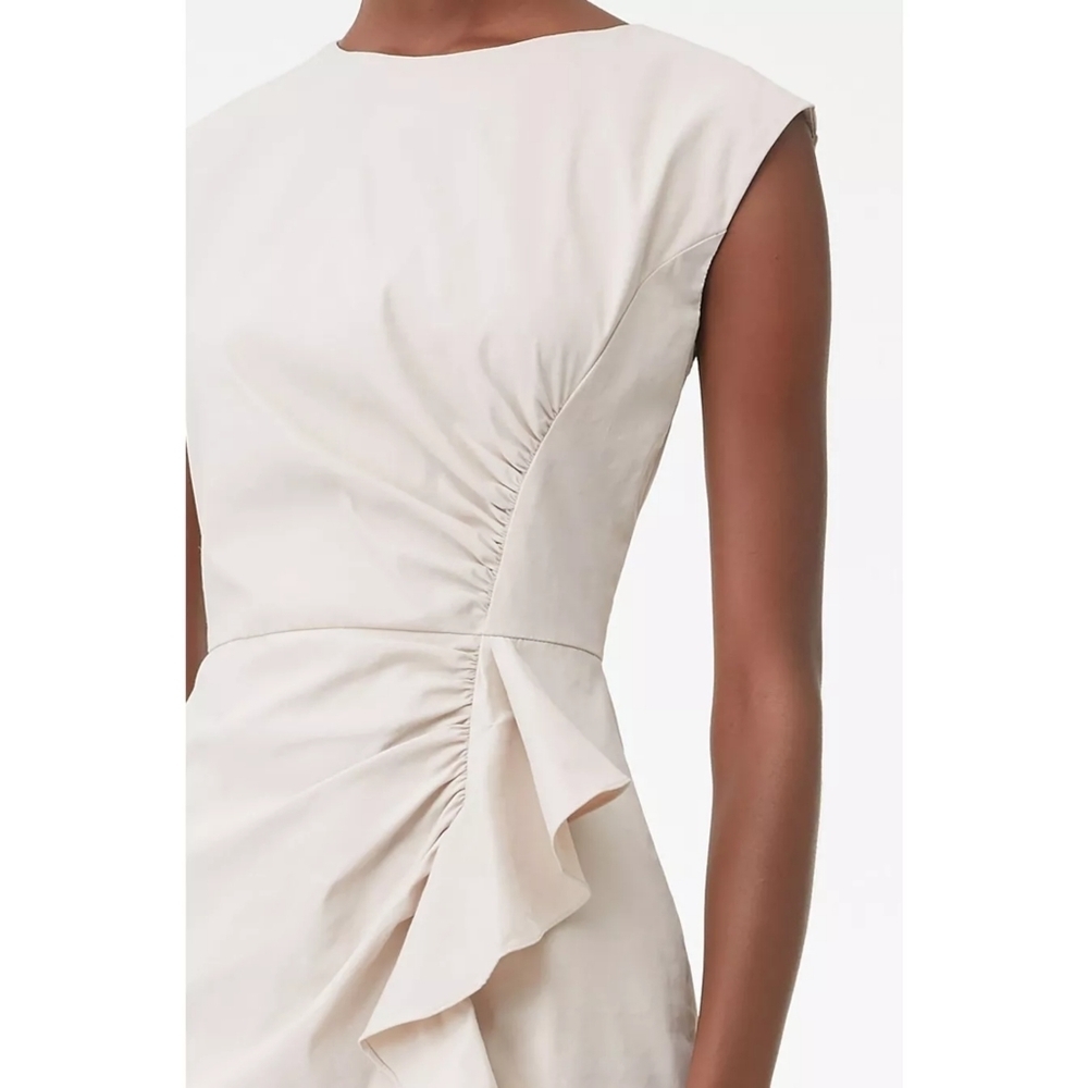 Rebecca Taylor Cream Ruched Ruffle Sheath Dress - Picture 2 of 14